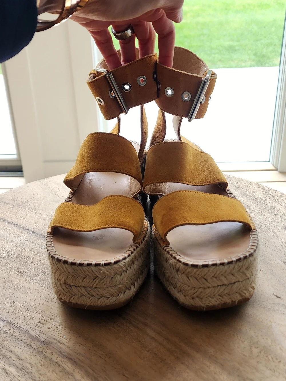 rag & bone Mustard Suede Platform Espadrille Sandals Size 37.5